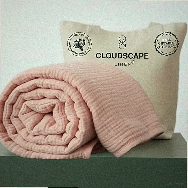 CLOUDSCAPE 4-Layer Cotton Muslin Blanket, King Size, Seashell Pink