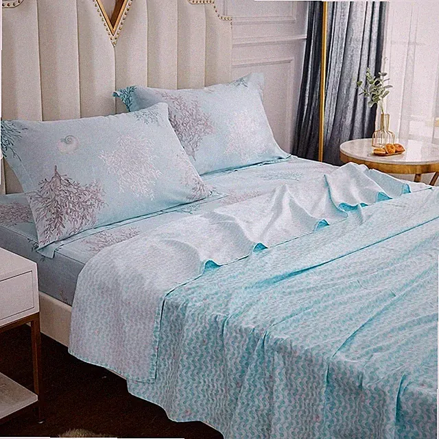 Coastal Beach Bedding Set Queen Size Sheets Cotton Set Luxury Bed Sheet Set Deep