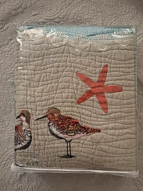 Greenland Home Fashions Twin Quilt Ocean Seashells Starfish Coastal Birds