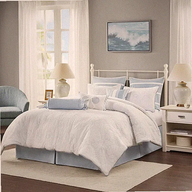 Harbor House Cotton Comforter Set-Coastal King(110"x96"), Seashell White