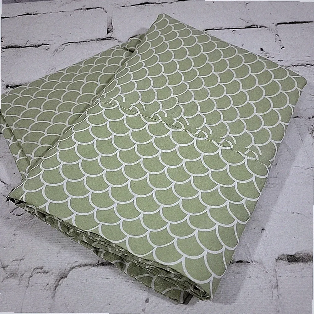 JenJoy Home Collection California King Pillowcases Green Seashell Microfiber Set
