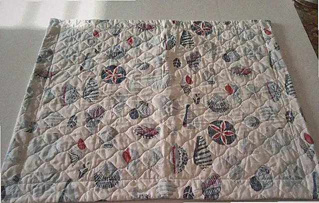 Laura Ashley Standard Seashells Pillow Sham Beach Theme Blue White Red