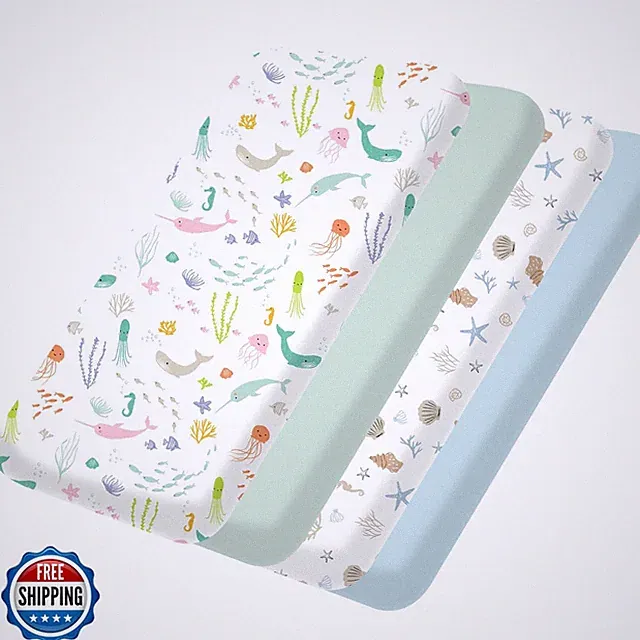 Little Grape Land Mini Crib Sheets for Boys Girls 4 Pack, Fitted Mini Crib Sh