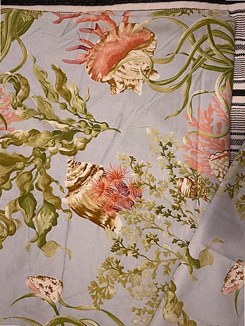 Pottery Barn Atlantic Duvet Cover Blue King 3 Euro Shams Sea Shell Nautilus Rare