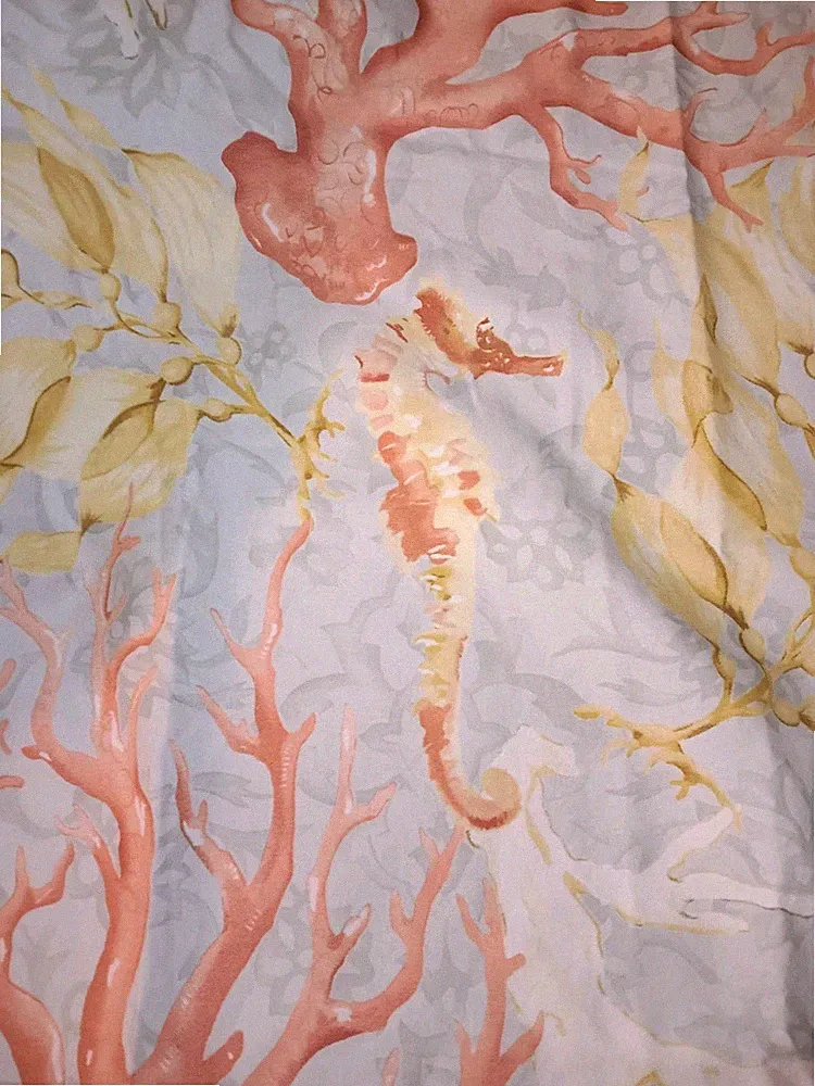 Pottery Barn Atlantic Seashell Euro Shams (2) 20x26" Coral Reef, Seahorses