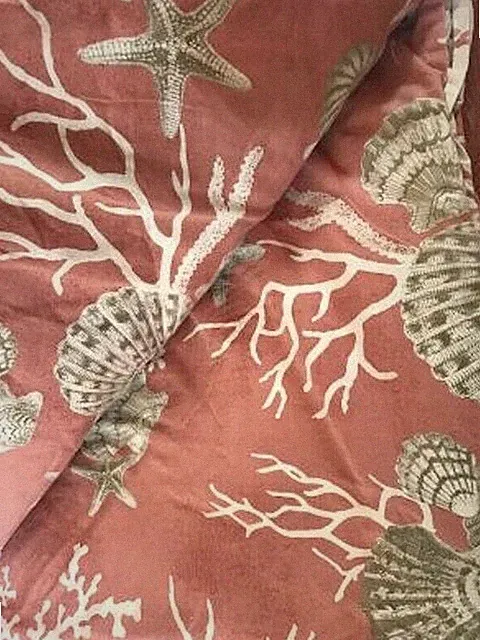 Pottery Barn Bermuda Duvet Cover Set Coral King 2 Std Shams Sea Shell 3p Rare🦩