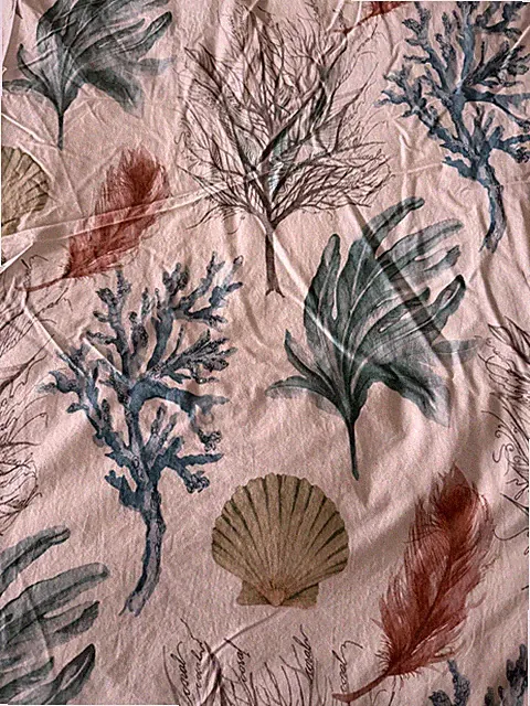 Pottery Barn Del Mar Coastal FULL/QUEEN Seashell Coral Ocean Beach DUVET Shams