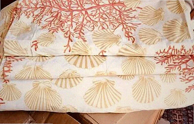 Pottery Barn Sea Shell Duvet Cover Queen 2 Euro Shams Red Reef Coral 3p Rare 🦩