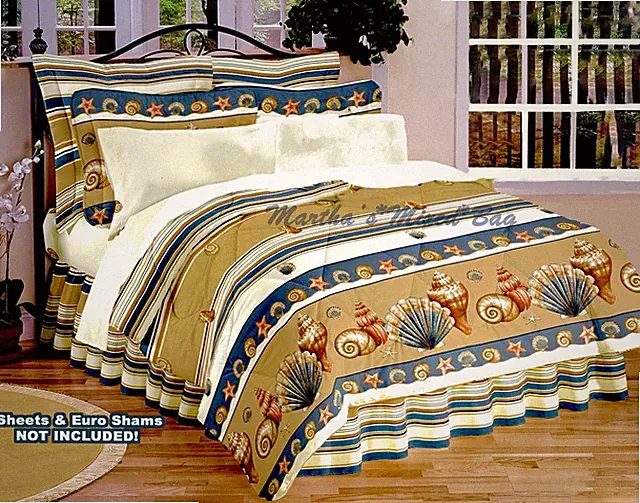 SEASHELL Beige Comforter Set TROPICAL BEACH COASTAL Twin Full Queen King Sizes