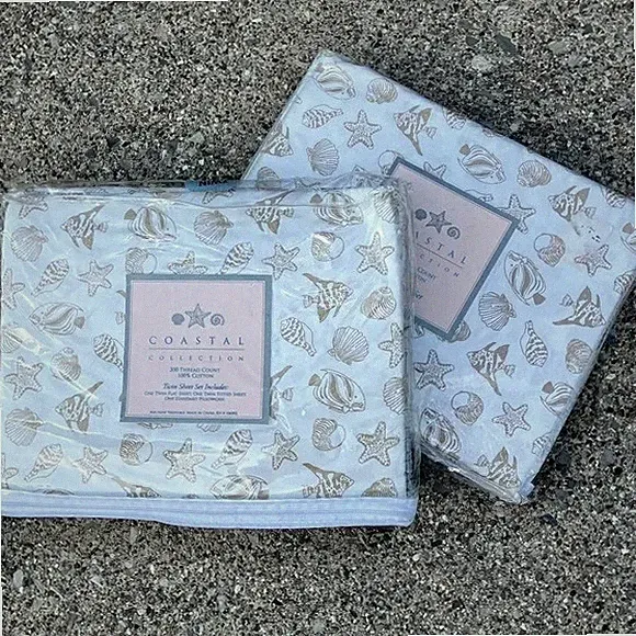 Seashell Twin Sheet Set, Twin Sheets, Beach House Bedding Set NWT NEW in Package