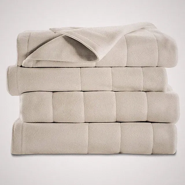 Sunbeam Heated Blanket 5 Heat Settings, Fleece, Seashell, Twin