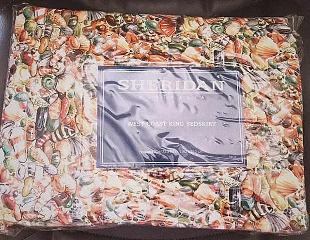 Vintage King Size Sheridan Australia West Coast King Bedskirt New - Tide Pool